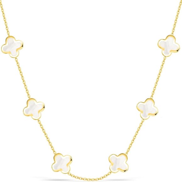 Jewelry - Four Leaf Clover Choker Necklace for Women | 18K Gold Plated Lucky 4 Leaf Jewelr